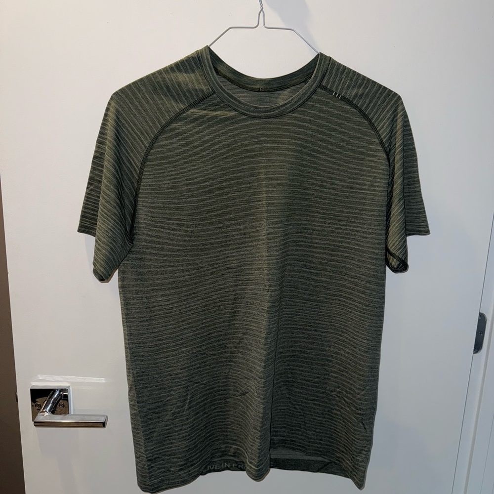 Men's LuluLemon Green Striped Shirt